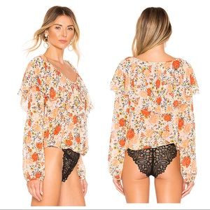 Free People Say It To Me Bodysuit in Ivory Combo L